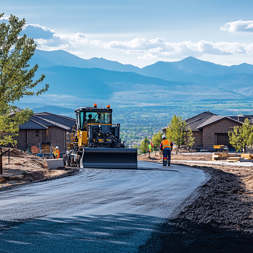 Professional residential driveway paving in Mesa County with mountain views